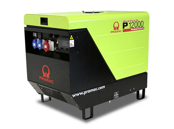 Pramac Petrol P12000 13.9kVA Three Phase Electric Start Mobile Generator (with AVR, CONN, DPP)